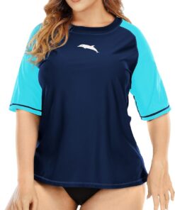 Halcurt UV Shirt Damen Übergröße UPF 50+ Kurzarm Rash Guard 1X-4X | Sonnenschutz Schwimmshirt, Atmungsaktiv, Schnell Trocknend, Nur Schwimmoberteil, Raglan Ärmel, Lockere Passform