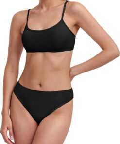 Zweiteiliger Perioden Bikini mit Spaghetti-Trägern für Damen | Herausnehmbare Pads, saugfähiger Zwickelbereich, niedriger Bund, elastischer Sitz, weiches Material, Pool und Strand