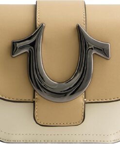 True Religion Damen Crossbody Bag Mini Flap Verstellbare Schulter Handtasche Geldbörse mit Hufeisen Logo Umhängetasche