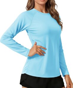 TACVASEN Damen Rashguard Uv-Schutz Shirt Schwimmshirt Langarm T-Shirt Sonnenschutz UPF 50+ Sportshirt