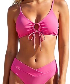 Bikini Damen Set Push up Sexy Badeanzug Zweiteiliger High Waist Bauchweg Bademode Strand Swimsuit Ohne Bügel Bikinis Elegant Sommer Bikini Sets mit Brustpolster
