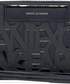 Armani Exchange Woman Liz Patent Zip Around Versatile Multi Pocket Including Zipped Pocket Black