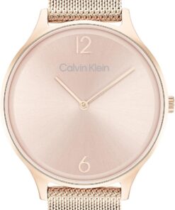 Calvin Klein Analoge Quarzuhr für Damen der Timeless Mesh 38mm Kollektion mit Edelstahl-Mesh- oder Lederarmband