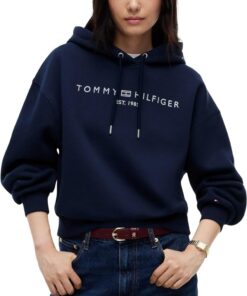 Tommy Hilfiger Damen Corp Logo Mdrn Hoodie Ww0ww47832 Kapuzenpullover (1er Pack)