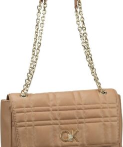 Calvin Klein Schultertasche Umhängetasche Re-Lock Quilt Shoulder Bag Safari Canvas hellbraun