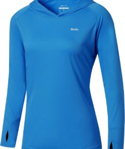 WILLIT Damen Laufshirt UPF 50+ Sonnenschutz Hoodie Sportshirt UV Shirt Langarm Wandern Angeln Outdoor Shirt Schnelltrocknend Leichter Hoodie