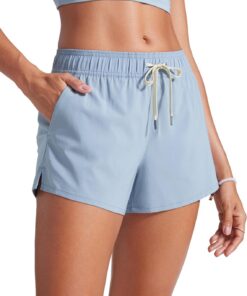 CRZ YOGA Side Slit Board Shorts 8 cm | Schnelltrocknend, Integrierter Slip, High Waisted, Bauchkontrolle, Swim, Beach, Bikini Bottoms für Damen