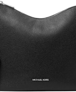 Michael Kors Nayla Medium Pebbled Leather Messenger Bag Black