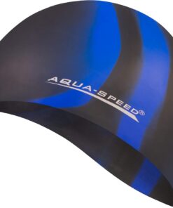 Aqua Speed Badekappe + Mikrofaser Handtuch + inkl. E-Book | Bademütze für Erwachsene Kinder | Badehaube | Schwimmhaube | Schwimmkappe | Silikon | BUNT