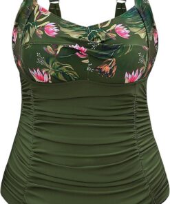 Badeanzug Damen Bauchweg Große Größe mit Bügel One Piece Swimsuit Sexy Push Up Große Oberweite Bademode Schwimmanzug L-4XL