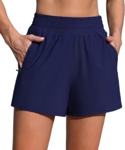 Charmo Badeshorts Damen Schwimmshorts High Waist Badehose Frauen Sommer Bikini Shorts Kurze Boardshorts mit Innenslip Taschen
