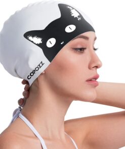 COPOZZ Erwachsene Badekappe, Unisex Wasserdicht Schwimmkappe für Herren Damen, Lange Haare Silikon Swimming Cap Bademütze für Männer Frauen