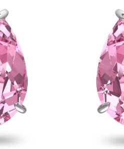 Swarovski Gema Ohrstecker, Rhodinierte Ohrringe mit Rosafarbenen Swarovski Kristallen