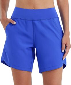 WILLIT Badeshorts Damen Badehose Schwimmen Boardshorts Schnelltrocknend Sommer Bikini Shorts High Waist Trunks UPF50+ UVA Schutz 7" mit Liner Taschen