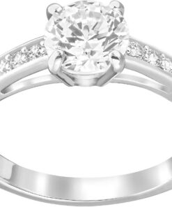 Swarovski Stilla Attract Kollektion Ring, Rundschliff, Pavé, Weiß, Rhodiniert