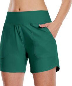 WILLIT Damen Badeshorts Swim Badehose Boardshorts High Waist Sommer Bikini Shorts Schnelltrocknend UPF 50+ Tummy Control Beach Shorts 5" mit Taschen