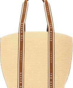 Ted Baker Shopper Raffia Webbing Detail Raffia Large Tote Bag Brown beige