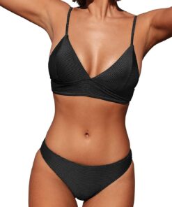 CUPSHE Bikini Damen Set High Waist Crossover Bustier Elegant Swimsuit