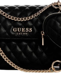 GUESS Damen Atabey Convertible Crossbody Flap Umwandelbare Umhängetasche, Schwarz
