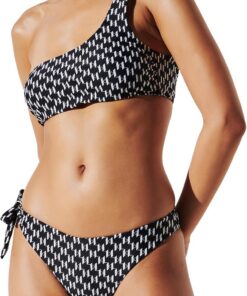 Karl Lagerfeld Damen Monogram One Shoulder Tie Top Monogram ONE Shoulder TIE TOP, Karl Lagerfeld All Over Print Blue MID Indigo (1er Pack)