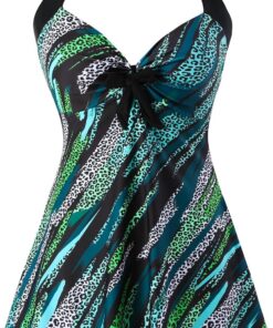 Damen Einteiler Badekleid Blumen Muster Gepolstert Badeanzug mit Shorts Große Größen Bademode