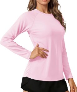 TACVASEN Damen Rashguard Uv-Schutz Shirt Schwimmshirt Langarm T-Shirt Sonnenschutz UPF 50+ Sportshirt
