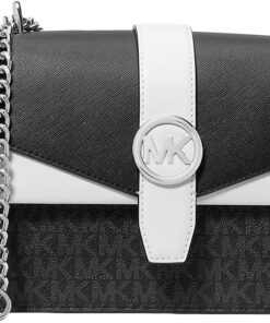 Michael Kors Greenwich Small Signature Leder Crossbody Bag Black Combo, Schwarze Kombi., Small