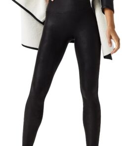 Spanx Damen Vlies Fleece Lined Faux Leather Legging