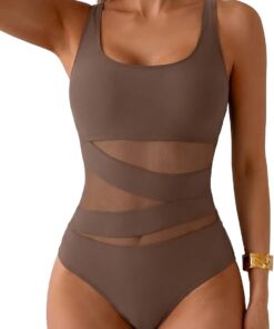 B2prity Damen Classic Women's One Piece Swimsuit Badeanzug (1er Pack)