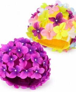 FAVOMOTO Badekappe Blumen: Badekappe Damen - 2pcs Badekappen für Schwimmer für Damen Handbuch Strass Floral Blütenblatt Retro Schwimmen Gap Badekappen Frauen Blumenblumenblatt Schwimmen