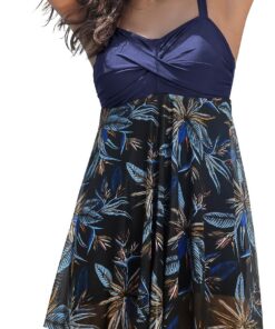 SHEKINI Damen Einteiliger Badeanzug Elegant Badekleider Schwimmrock Retro Rückenfrei Ruched Badekleid Bauchweg Schwimmkleid Baderock