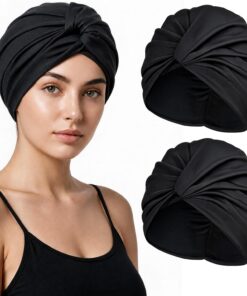 Kiiwah 2 Stück Badekappe Damen Turban Schwimmkappe, Weiche Schwimmhaube rutschfest Swimming Cap Elastisch Schwimmmütze Sommer für Frauen Mädchen Schwimmen Pool Wellness