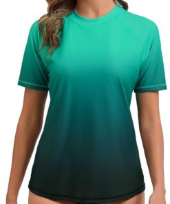 Halcurt UV Shirt Damen mit BH Rash Guard Kurzarm UPF 50+ Badeshirt S-XXL | Sonnenschutz Schwimmshirt, Schnell Trocknender, Atmungsaktiv, Nur Schwimmoberteil, Raglan Ärmel