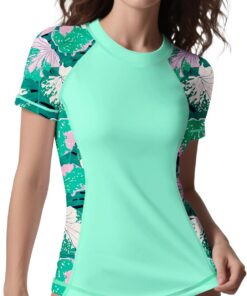 ANGEL CITIZ UV Shirt Damen Kurzarm Schwimmshirt UPF 50+ Rashguard Women Surf Badeshirt Wasser S-XXL