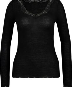 CALIDA Richesse Lace Langarmshirt Damen | aus Wolle-Seide, Feinripp, temperaturausgleichend, geruchshemmend