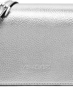 Michael Kors Jet Set Travel Medium Metallic Crossbody Bag Pale Silver