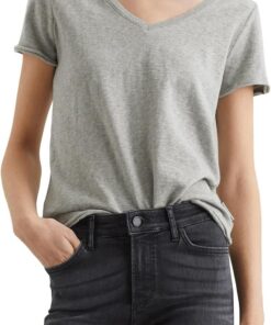 Marc O'Polo Denim Damen T-Shirt aus Bio-Baumwolle mit V-Ausschnitt