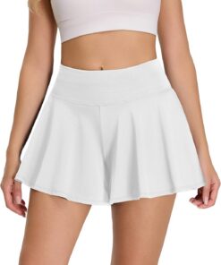 Badeshorts Damen mit Wehendem Rock, Hohe Taille Schwimmshorts UV-Schutz UPF 50+ Badehose Schnelltrocknend Chlorresistent Schwimmhose mit Taschen und Shorts-Innenfutter