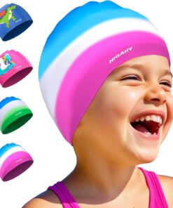 Badekappe Kinder - wasserdichte Badehaube mit UV-Schutz und rutschfest | Silikon Schwimmkappe Kinder für 3-15 Jahre,Verstärkte Kanten, Antirutsch-Innenfutter Geeignet für Schwimmen Tauchen