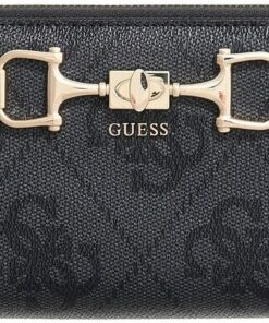 GUESS Geldbörse Janie Logo SLG Zip Around Wallet Coal Logo dunkelgrau