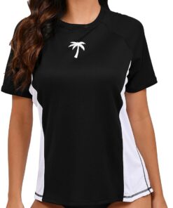 Halcurt UV Shirt Damen mit BH Kurzarm Badeshirt UPF 50+ Rash Guard M-XXL | Sonnenschutz Schwimmshirt, Atmungsaktiv, Schnell Trocknend, Nur Schwimmoberteil, Raglan Ärmel