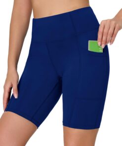 Badeshorts Damen Hohe Taille Bauchweg Schwimmshorts UV Schutz UPF 50+ Badehose Schnelltrocknend Chlorresistent Schwimmhose mit Innenslip und Taschen Verstellbarem Kordelzug