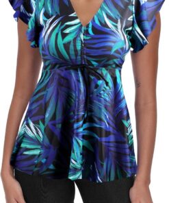 Ecupper Damen Zweiteilig Tankini Set Bademode Push up | Tankini Zweiteiler mit Push-up Effekt, mit Badeshorts und bequemem Stretch-Stoff für Strand, Bademode für Pool und Urlaub.