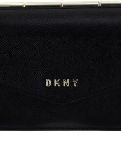 DKNY Leder Geldbörse Heidi Wallet with Strap Blk/Gold schwarz