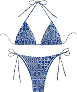Damen-Bikini-Set mit Blumenmuster, Boho-Stil, geometrisch, Sommer-Badeanzug
