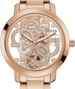 Guess Damen Analog Armbanduhr Quattro Clear