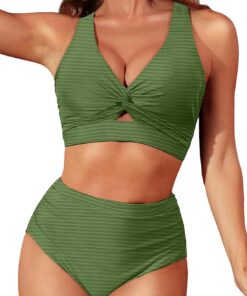 Dokotoo Damen Bikini Set Sexy Push Up Bikinis High Waist Bauchweg Bademode Zweiteiliger Badeanzug Swimsuit S-XXL