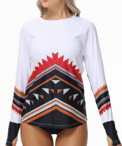 VAYAGER Damen Rashguard UV-Schutz Shirt Langarm UPF 50+ Schwimmshirt für Wasser Strand Surfen Schwimmen Schnelltrocknend
