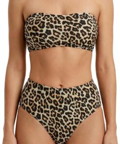 Bikini Damen Set, Damen Leopard Badeanzüg Bikini Set | Sommer Trägerlos Bandeau Badeanzug, Sexy Zweiteiliger Badeanzug Twist Front Swimsuit Bikini-Sets