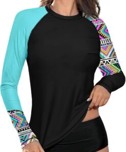 BesserBay UV Shirt Damen Langarm Badeshirt UPF 50+ Rashguard Women Atmungsaktiv Sonnenschutz Schwimmshirt S-XXL